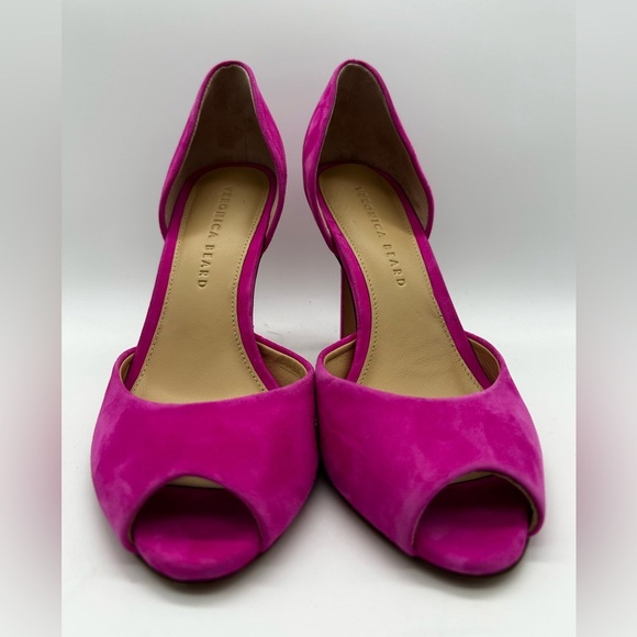 Veronica Beard Gadot Suede Peep Toe Pumps in Fuschia Size 7 US Floor Model $395 - Picture 3 of 11
